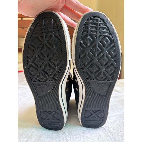 Converse Chuck Taylor All Star Black Hi Top Leather Sneakers - Men’s Sz 9 - Picture 5 of 8